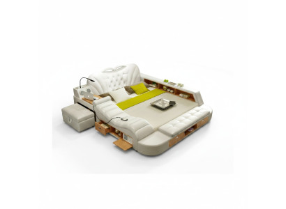 Double luxury design hotel leather bed upholstery modern beds multifunction