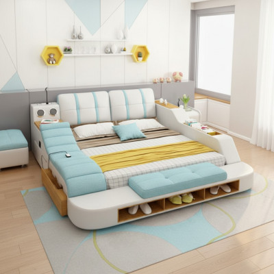 Double Design Leather Bed Upholstered Beds Modern 180x200 cm