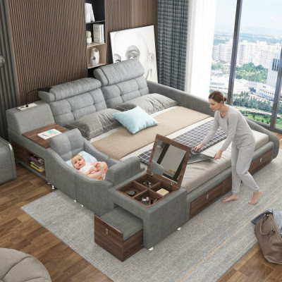 Leather Bed Beds Upholstery Double Multifunction 180x200 Leather Bed Frame Design