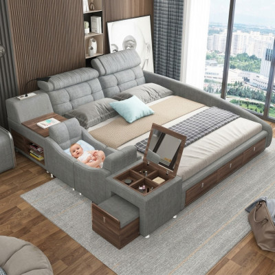Leather Bed Beds Upholstery Double Multifunction 180x200 Leather Bed Frame Design