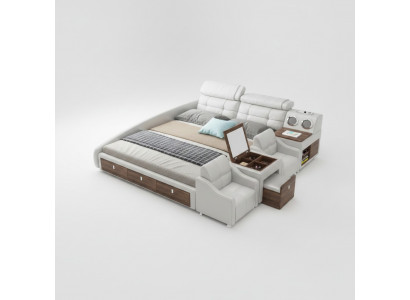 Multifunction Bed Luxury Design Leather Beds Hotel Double Storage Shelf