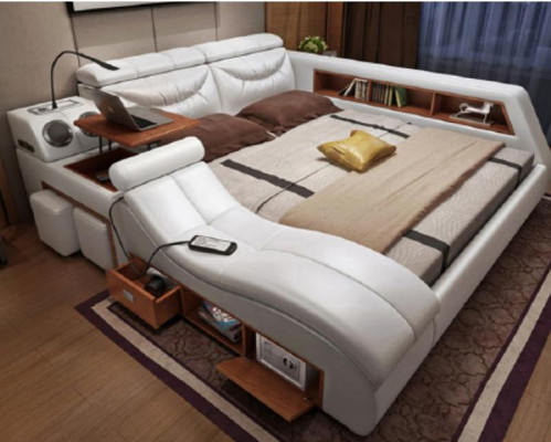 Design XXL bed, large leather upholstered beds, hotel 180x200cm multifunction.