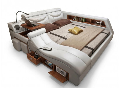 Design XXL bed, large leather upholstered beds, hotel 180x200cm multifunction.