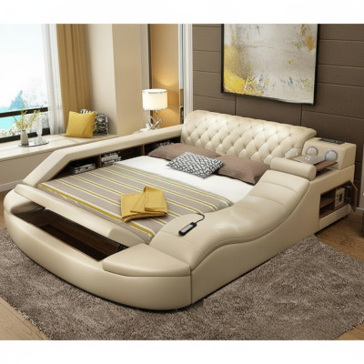 Multifunction Bed Luxury Design Leather Beds Hotel Double Storage