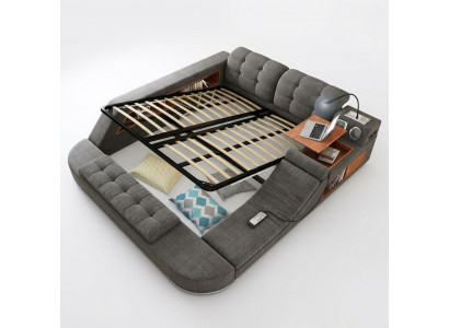 Design bed leather upholstered beds hotel massage function multifunction