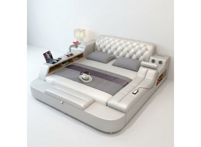 Design bed big beds leather hotel upholstery 180x200 multifunction shelf