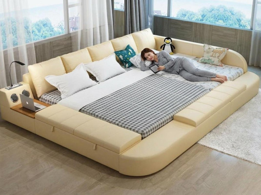 Multifunctional Sofa Bed XXL Big Beds Boxes USB Hotel Leather Cushions