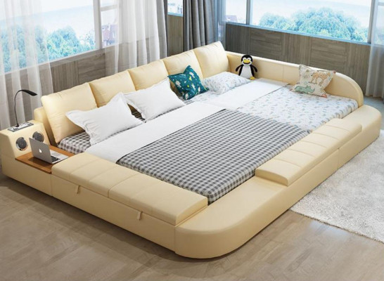 Multifunctional Sofa Bed XXL Big Beds Boxes USB Hotel Leather Cushions