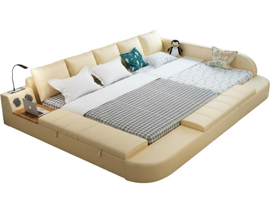 Multifunctional Sofa Bed XXL Big Beds Boxes USB Hotel Leather Cushions