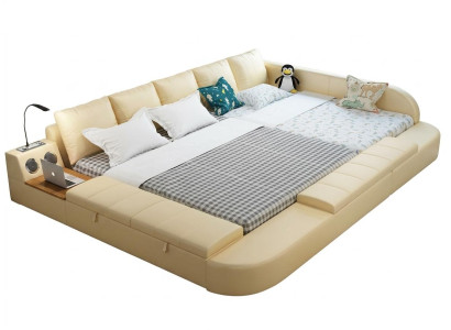Multifunctional Sofa Bed XXL Big Beds Boxes USB Hotel Leather Cushions