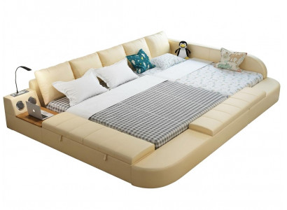 Multifunctional Sofa Bed XXL Big Beds Boxes USB Hotel Leather Cushions