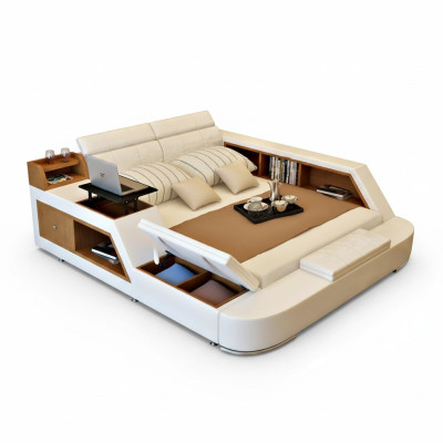 Double Luxury Design Leather Bed Upholstered Beds Modern Hotel
