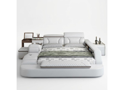 Luxury bed leather beds 180x200 multifunctional bedroom lounger shelves
