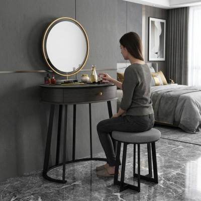 Dressing table, mirror, chair, luxury console, dresser, bedroom 2-piece set.