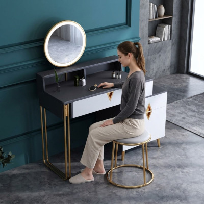 Dressing table desk bedroom stool mirror young modern style