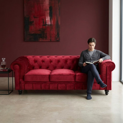 jvmoebel ® - Leather Sofa Couch - Red Upholstery Three-Seater Couch Set 3 Seater New