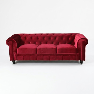 jvmoebel ® - Leather Sofa Couch - Red Upholstery Three-Seater Couch Set 3 Seater New