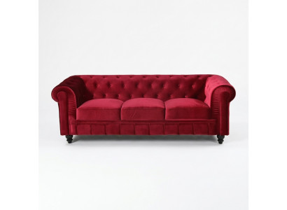 jvmoebel ® - Leather Sofa Couch - Red Upholstery Three-Seater Couch Set 3 Seater New