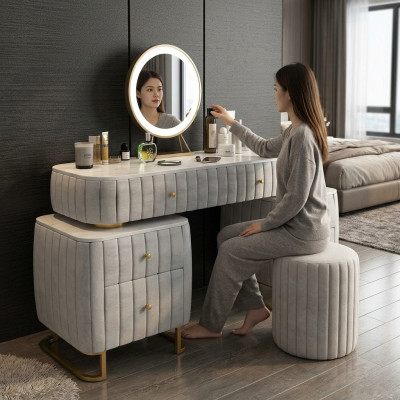 Dressing table mirror stool complete dresser bedroom luxury furniture