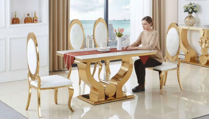 Dining table, dining room set, dining group, classic table 5-piece set, chair, new.