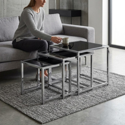 Set of 3x Coffee Table Side Table Designer Living Room Table Tables