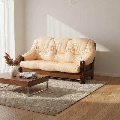 Luxury sofa 3-seater couch upholstery wood leather sofa set three-seater couches