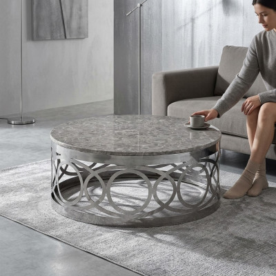 Round luxury designer coffee table sofa living room table side stainless steel