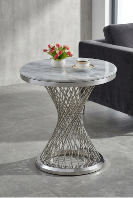 Round side table coffee table stainless steel luxury furniture living room round