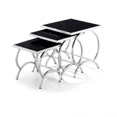 Side table table 3x coffee table sofa tables living room design stainless steel