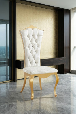Luxury armchair chairs design furniture dining room stainless steel white stainless steel