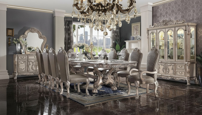 Dining Room Complete Set Table Sideboard 10x Chair Set Display Cabinet Baroque 14-piece.