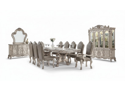 Dining Room Complete Set Table Sideboard 10x Chair Set Display Cabinet Baroque 14-piece.