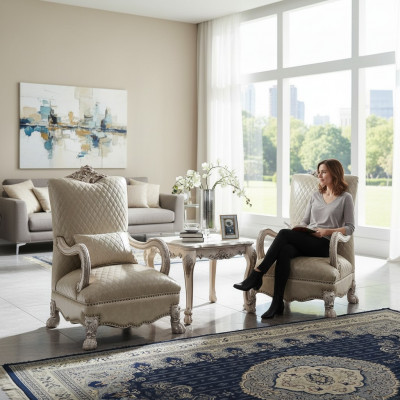 Set of 2x armchairs side table living room table sofa coffee table side 3-piece set
