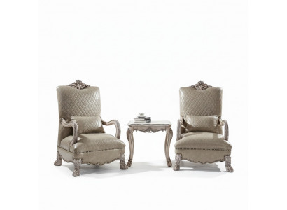 Set of 2x armchairs side table living room table sofa coffee table side 3-piece set
