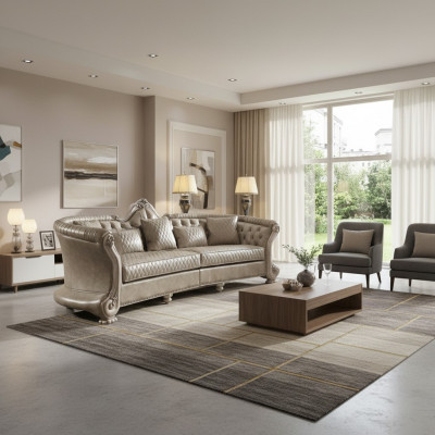 Big XXL Sofa Couch Classic Furniture Upholstered Sofas 4-Seater Baroque Textile Couches