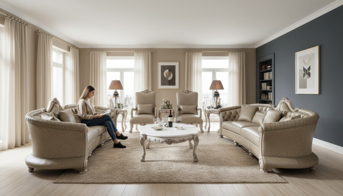 Sofa set coffee table side table living room suite sofa upholstery 5-piece set new