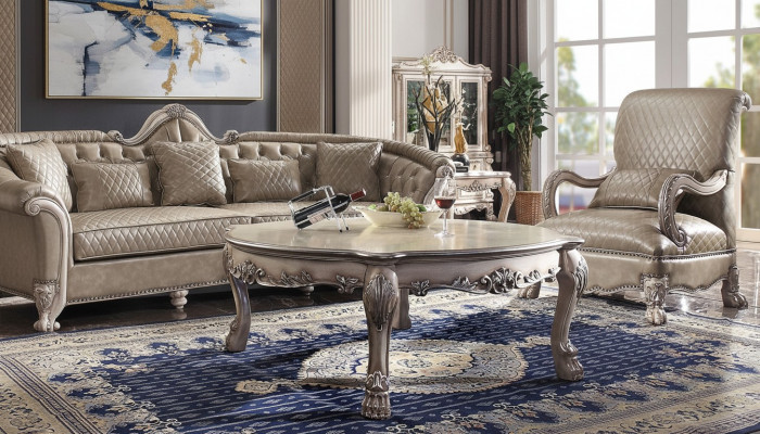 Wood Italian Furniture Classic Style Luxury Beige Coffee Table Living Room Round