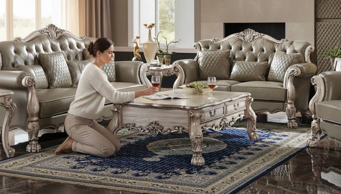 Coffee table sofa tables side table living room design beige wood baroque
