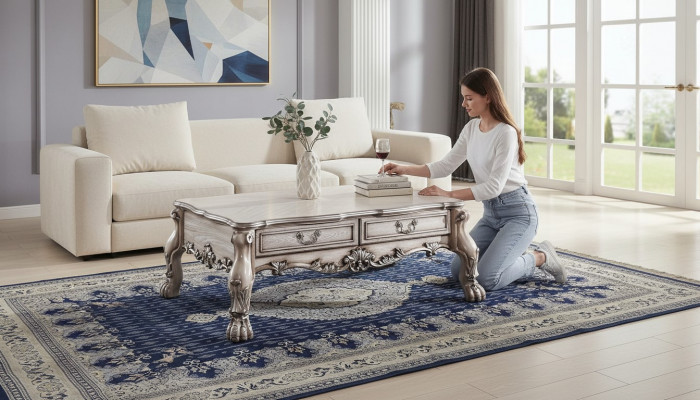 Coffee table side table wood sofa living room table baroque designer classic