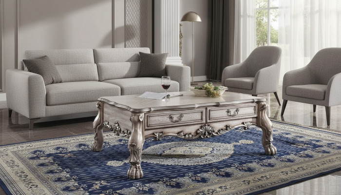 Coffee table side table wood sofa living room table baroque designer classic