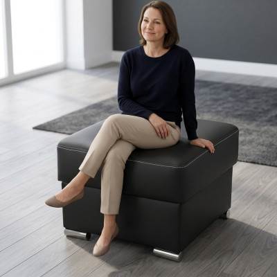 Modern stool bench upholstered footrest corner stool in black ottoman stool