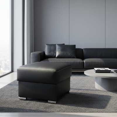 Modern stool bench upholstered footrest corner stool in black ottoman stool