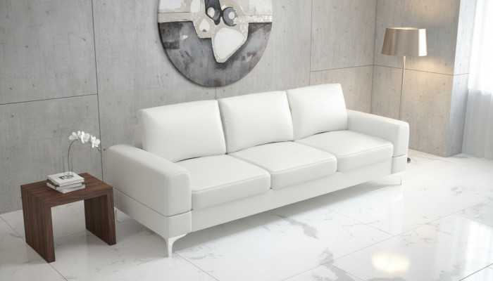 Living Room Design Textile 3-Seater White Elegant Modern Sofa Couch Upholstery New
