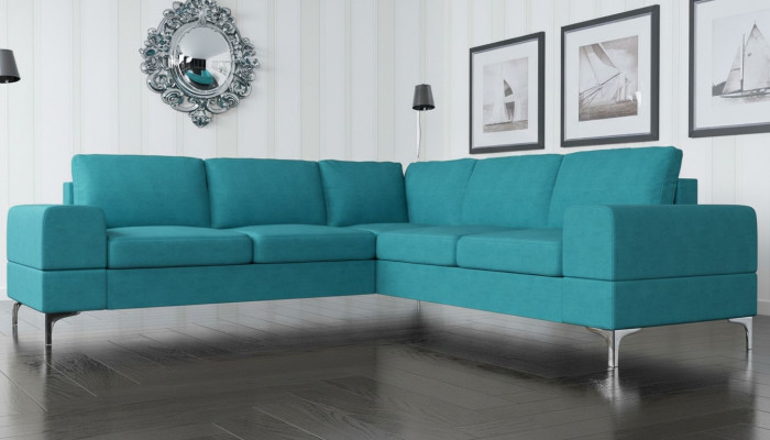 Couch corner sofa textile living room design modern L-shape turquoise furniture luxury sofas