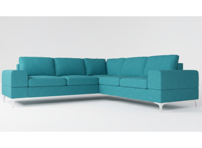 Couch corner sofa textile living room design modern L-shape turquoise furniture luxury sofas