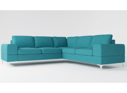 Couch corner sofa textile living room design modern L-shape turquoise furniture luxury sofas