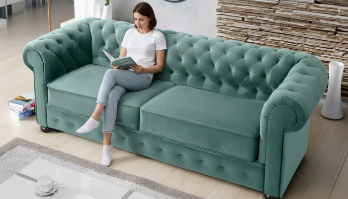 Design sofa couch 3-seater upholstery leather big sofas fabric Chesterfield