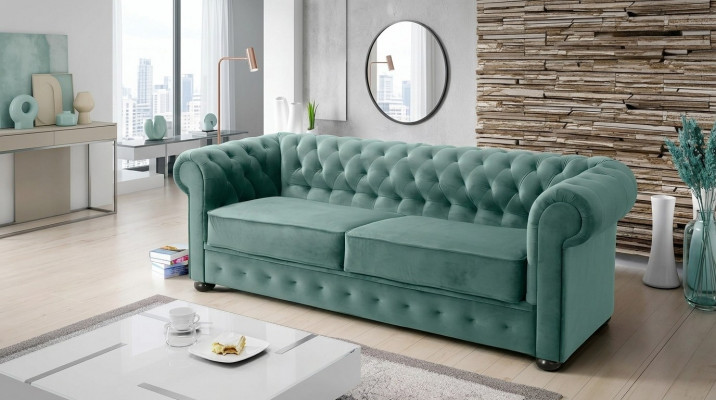 Design sofa couch 3-seater upholstery leather big sofas fabric Chesterfield