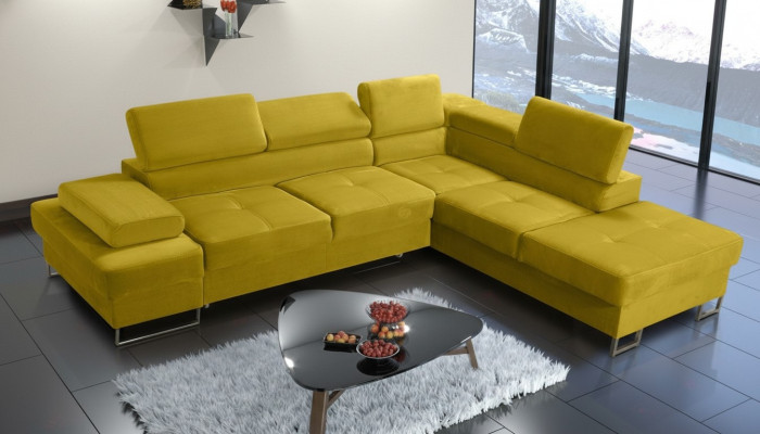 Sectional sofa upholstery couch textile living room L-shape modern yellow design sofas new