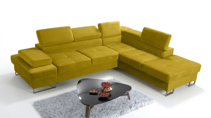 Sectional sofa upholstery couch textile living room L-shape modern yellow design sofas new
